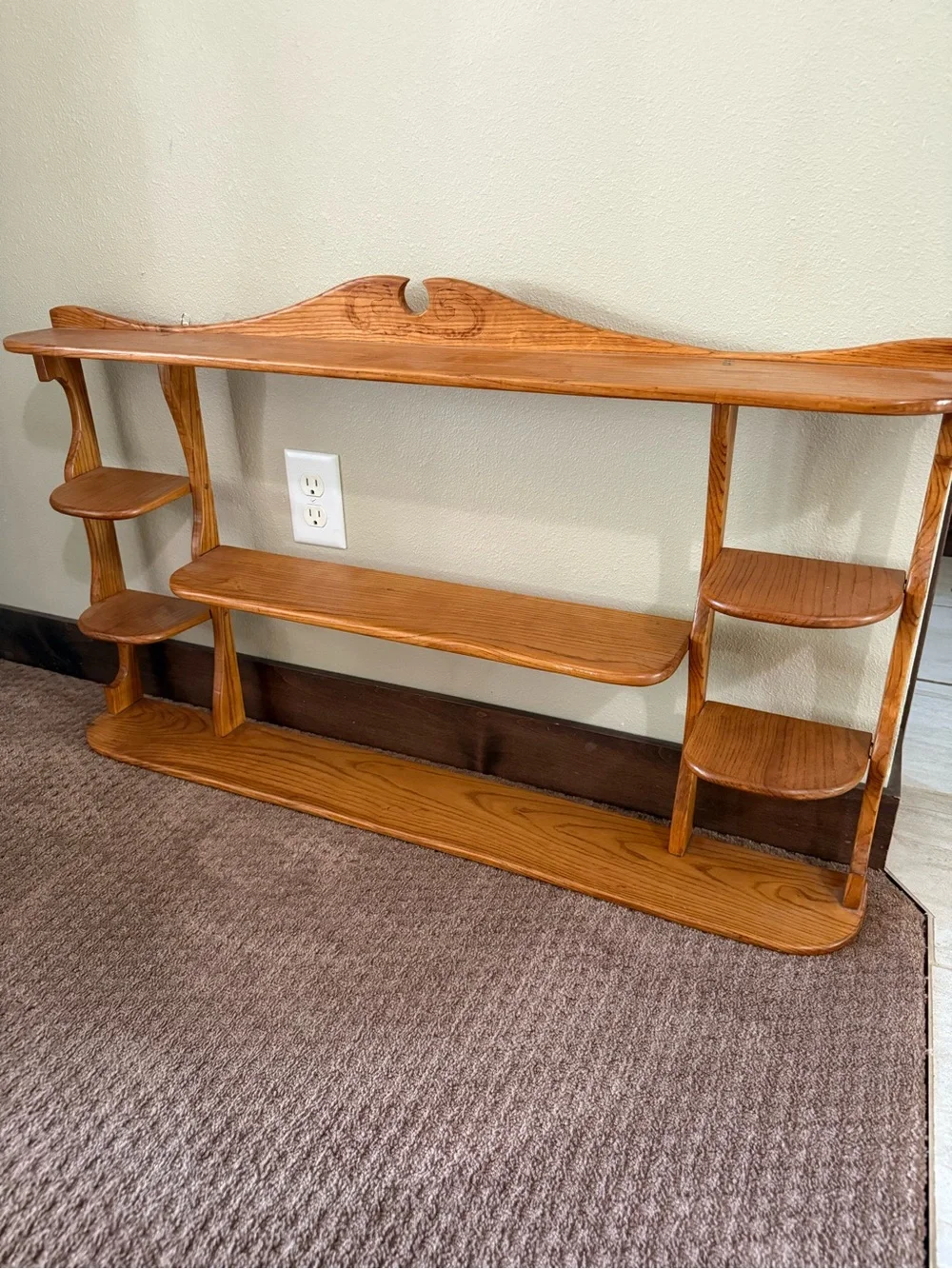 Wood Wall Shelf Unit in Natural Oak Finish
